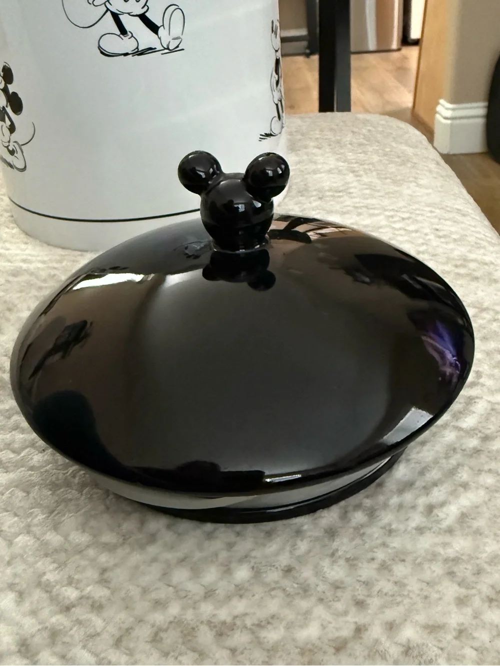 NEW MICKEY MOUSE Black & White COOKIE JAR W/ LID  Disneyland